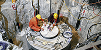Researching ways of securing radioactive waste. Experiments to find solutions to dispose of high-level radioactive waste are conducted at the Grimsel Underground Rock Laboratory in Switzerland (Photo: Comet)