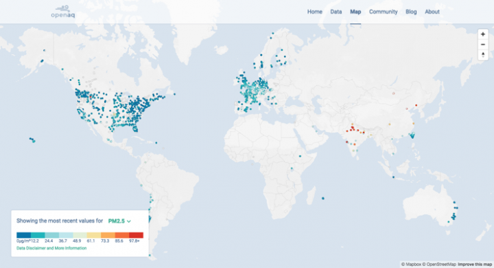  PM2.5 ground monitoring stations globally. Source: OpenAQ