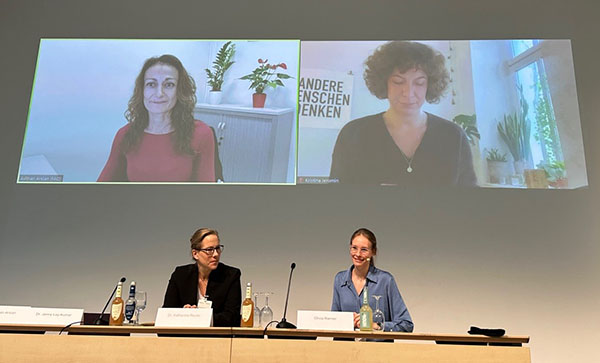 Speakers at the panel discussion in hybrid format at the Biofach trade fair in Nuremberg, Germany